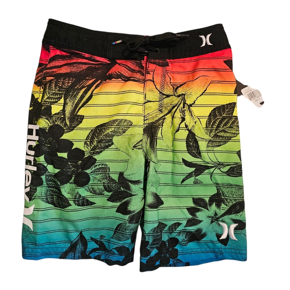 ​Hurley Sunset Floral Board Shorts Multi-Color Swim Trunks Big Boy's Size 7 NWT